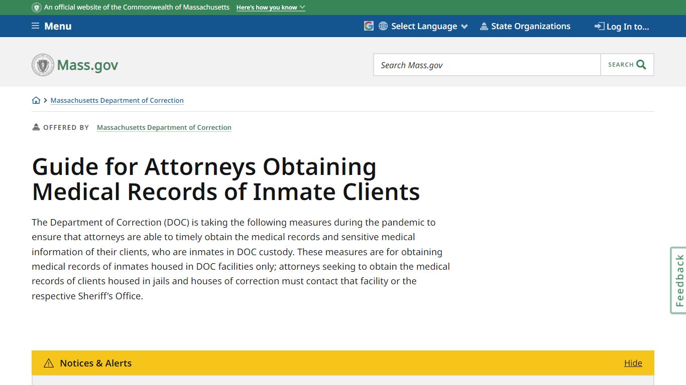 Guide for Attorneys Obtaining Medical Records of Inmate Clients